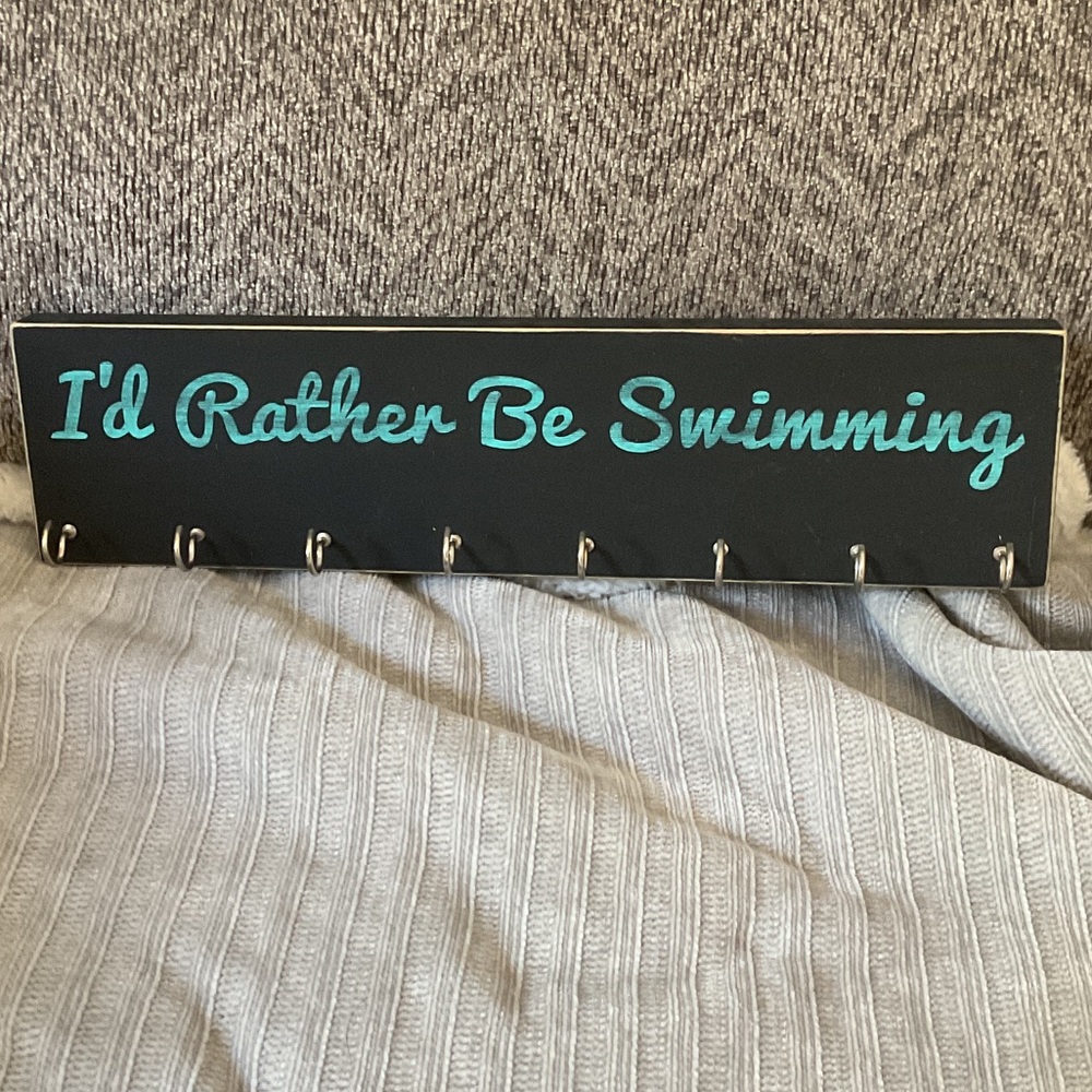 Swim Medal and Ribbon Holder Painted Wood